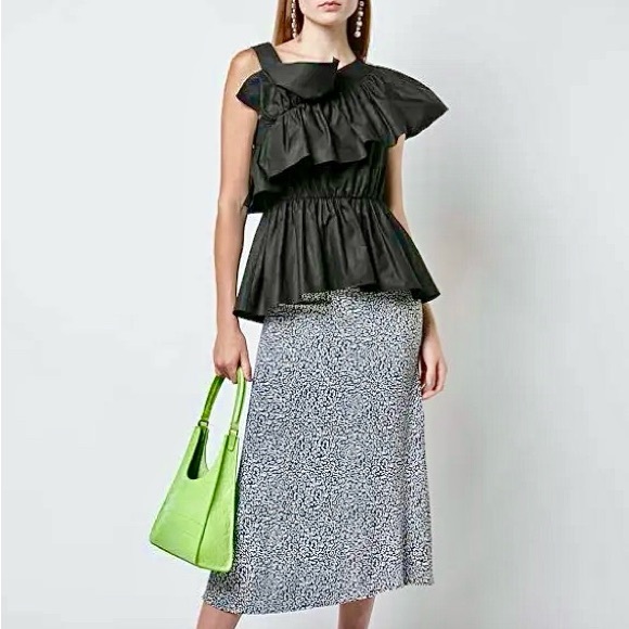 🌺🎉HP🎉🌺 NWT Staud Rey Croc Embossed Shoulder Bag Pistachio - Picture 10 of 16